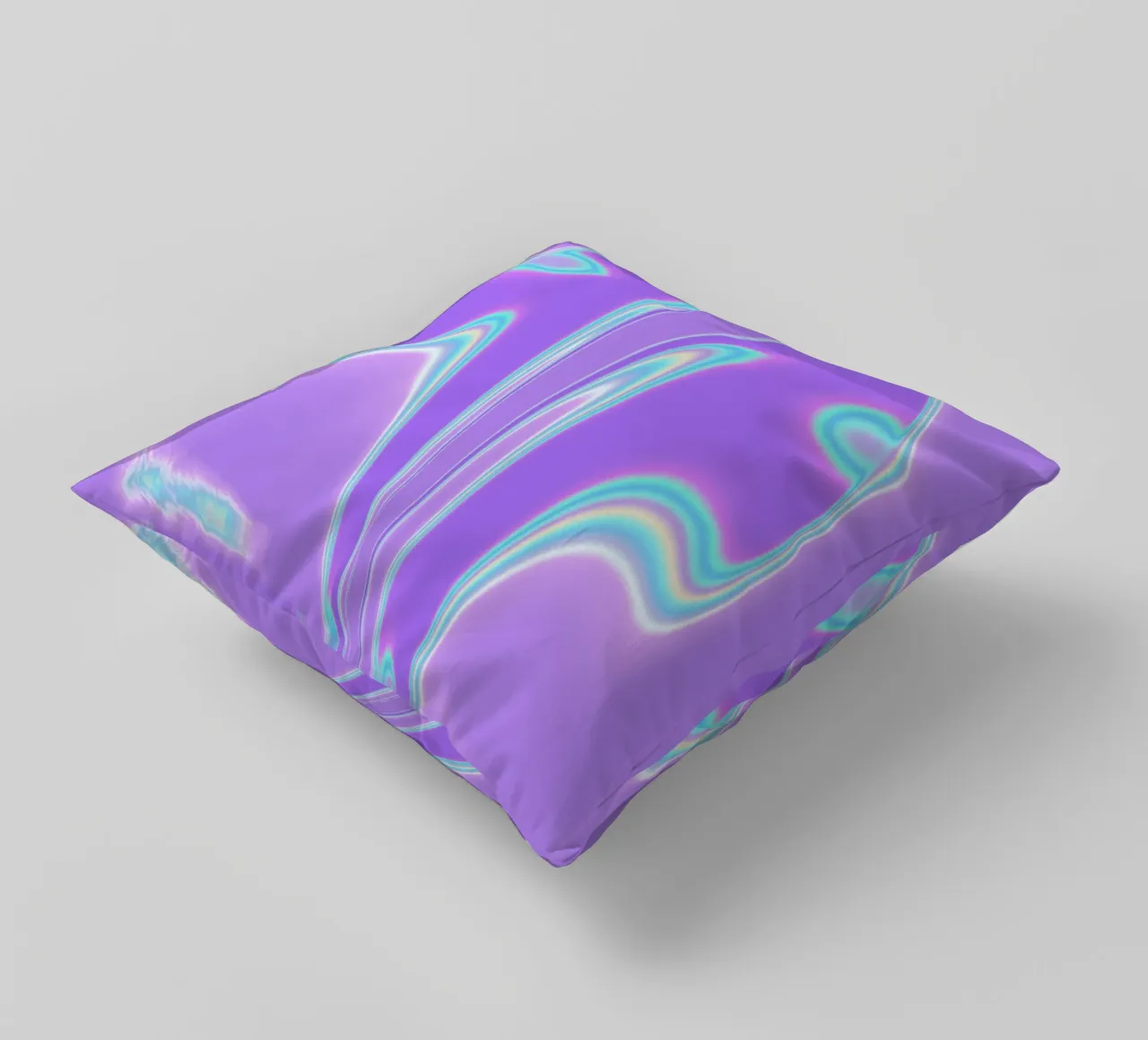 Mirror shapes in iridescent light decorative cushion by Sarah Mauriaucourt