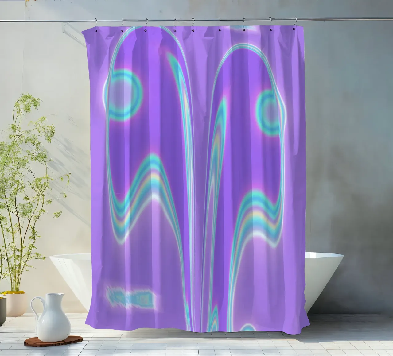 Forme a specchio in una luce iridescente tenda da doccia da Sarah Mauriaucourt