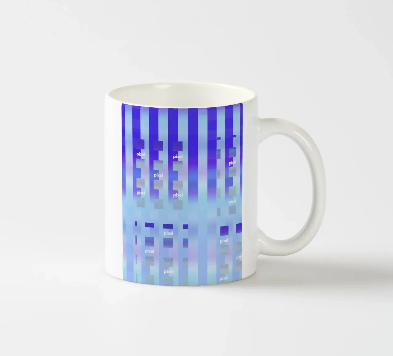 Caduta di pixel in un flusso degradato tazza in ceramica da Sarah Mauriaucourt