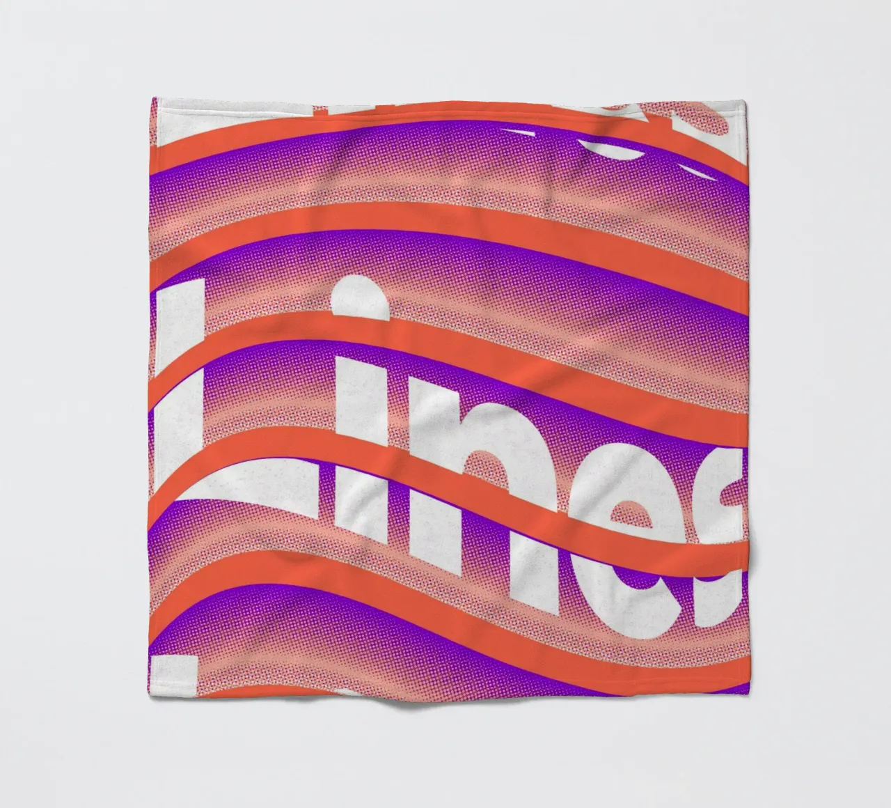 Typographic distortion in an undulating rhythm fleece blanket by Sarah Mauriaucourt