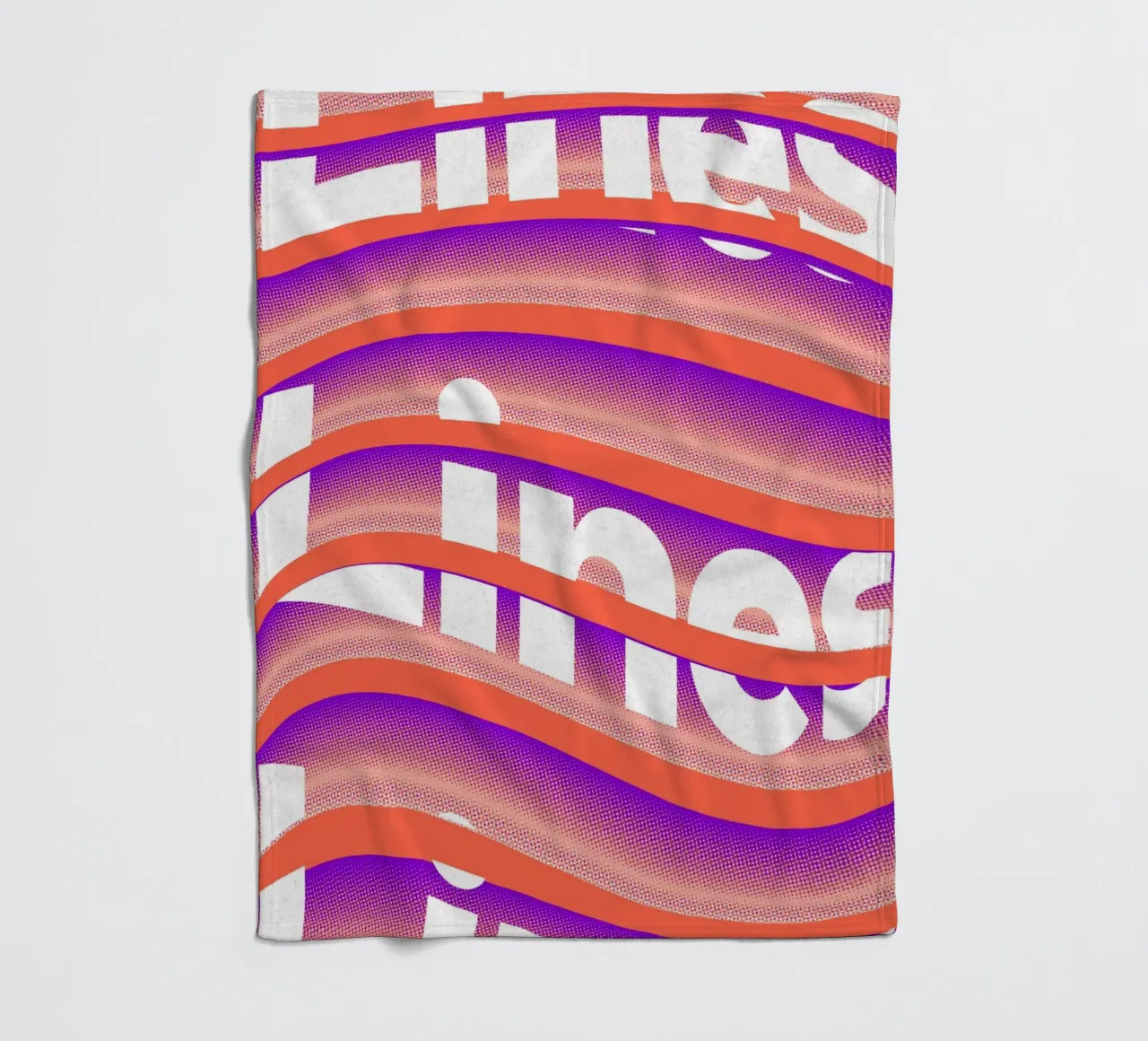 Typographic distortion in an undulating rhythm fleece blanket by Sarah Mauriaucourt