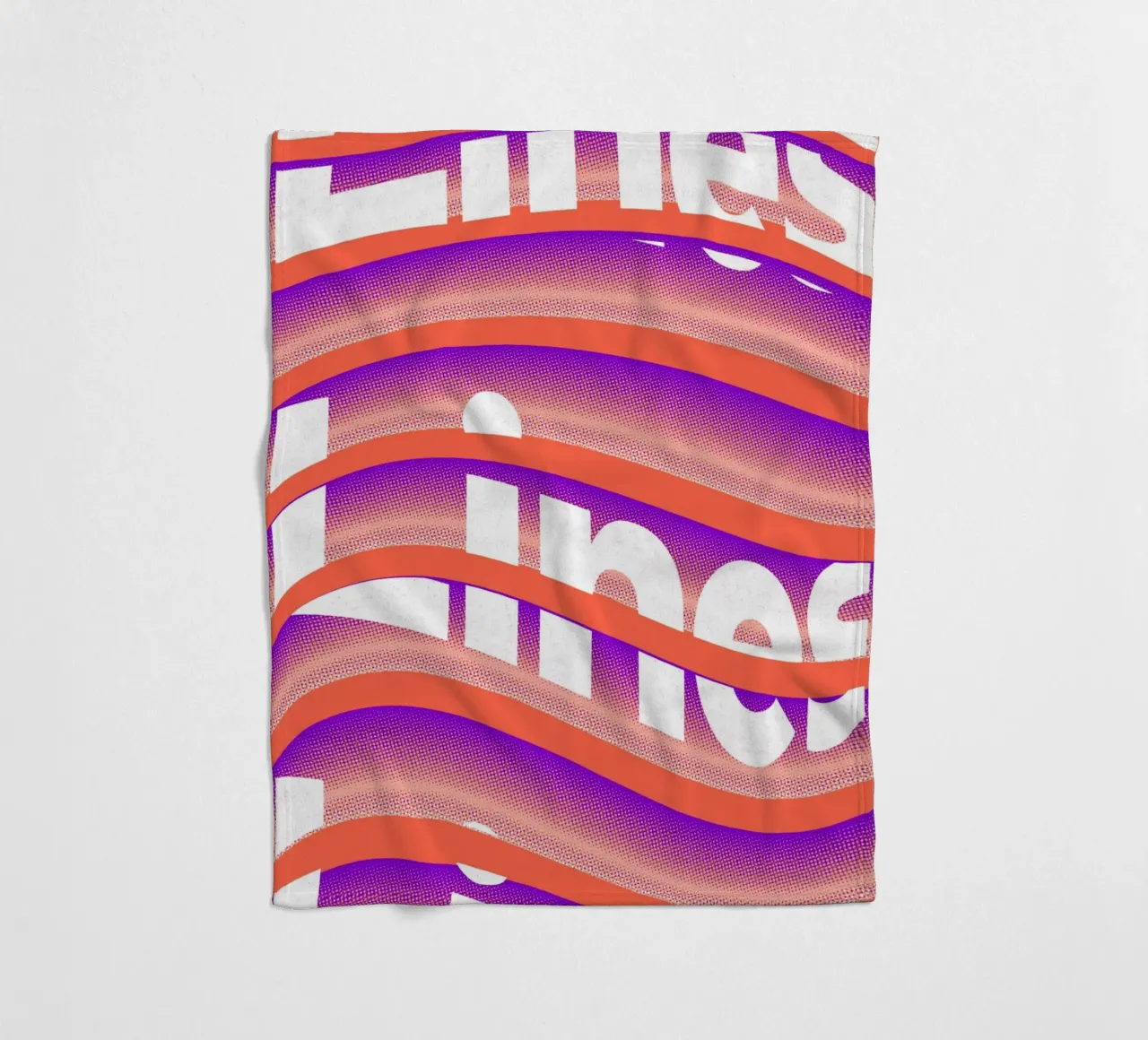 Typographic distortion in an undulating rhythm fleece blanket by Sarah Mauriaucourt