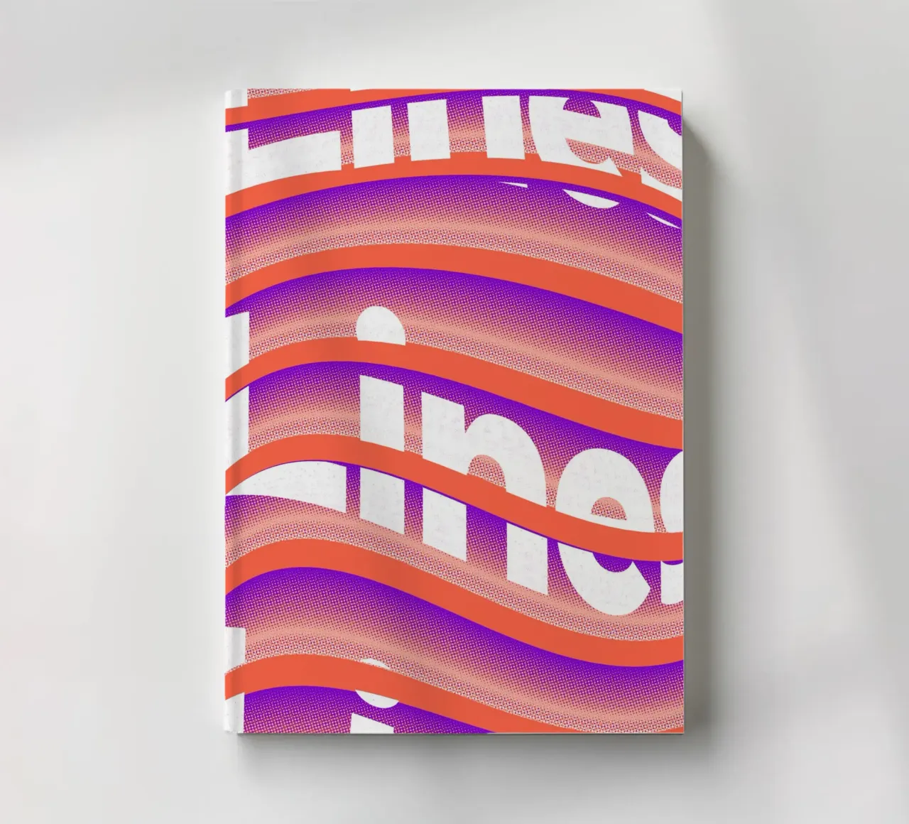 Typographic distortion in an undulating rhythm notebook by Sarah Mauriaucourt
