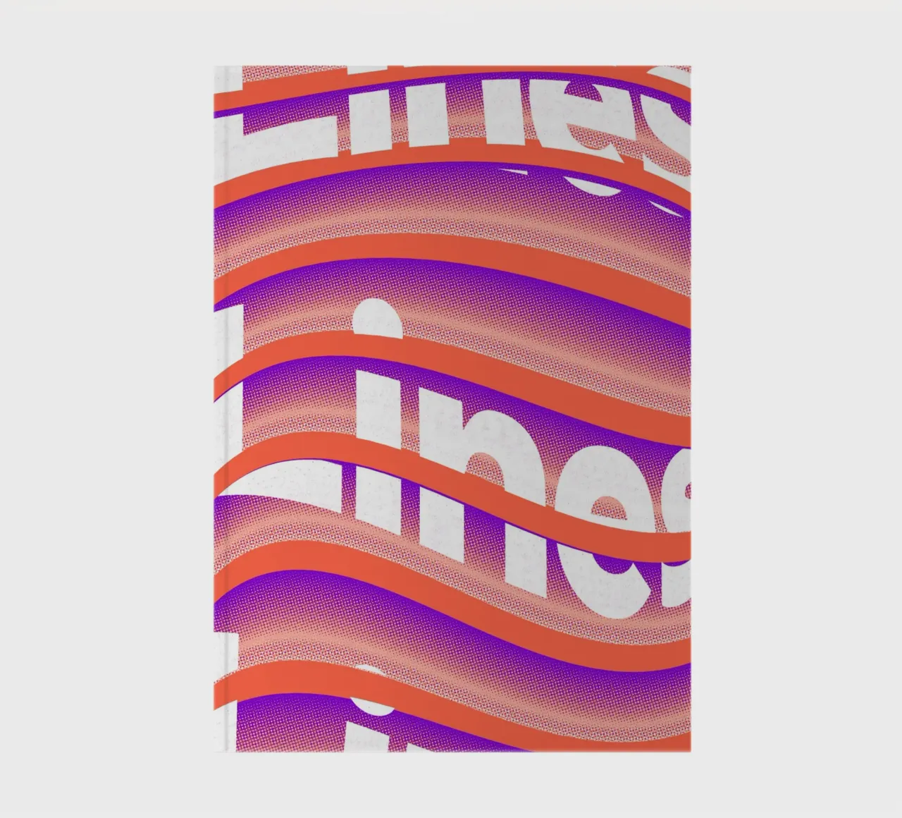 Typographic distortion in an undulating rhythm notebook by Sarah Mauriaucourt