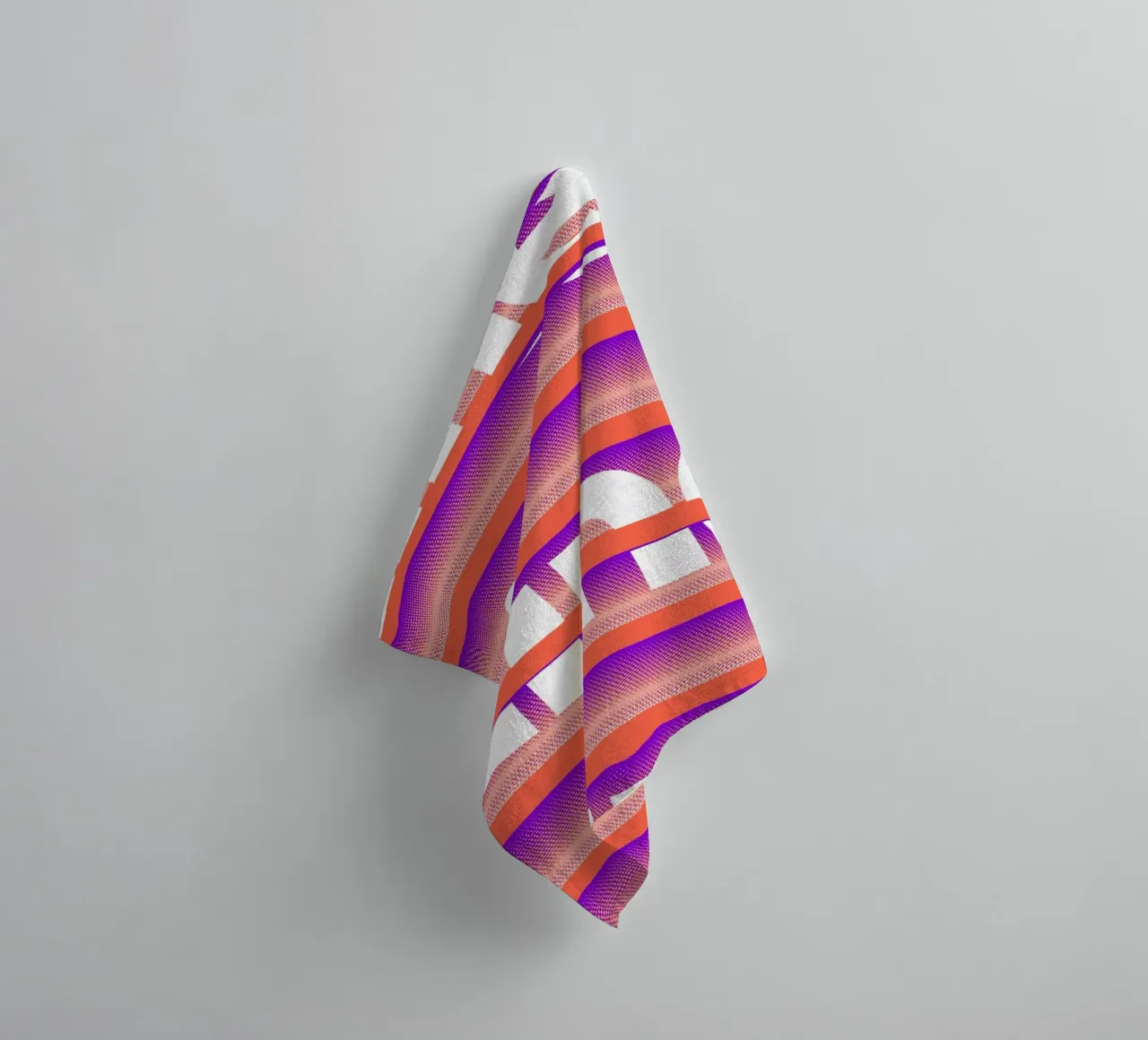 Typographic distortion in an undulating rhythm towel by Sarah Mauriaucourt