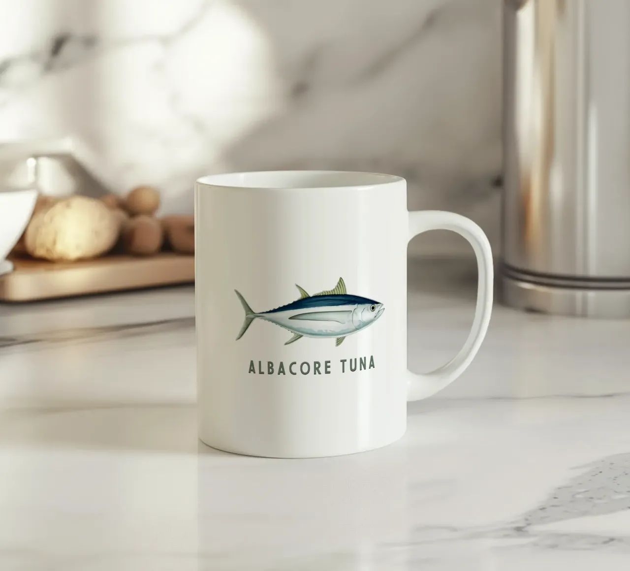 Albacore Tuna Saltwater Fish ceramic mug by singpentinksale