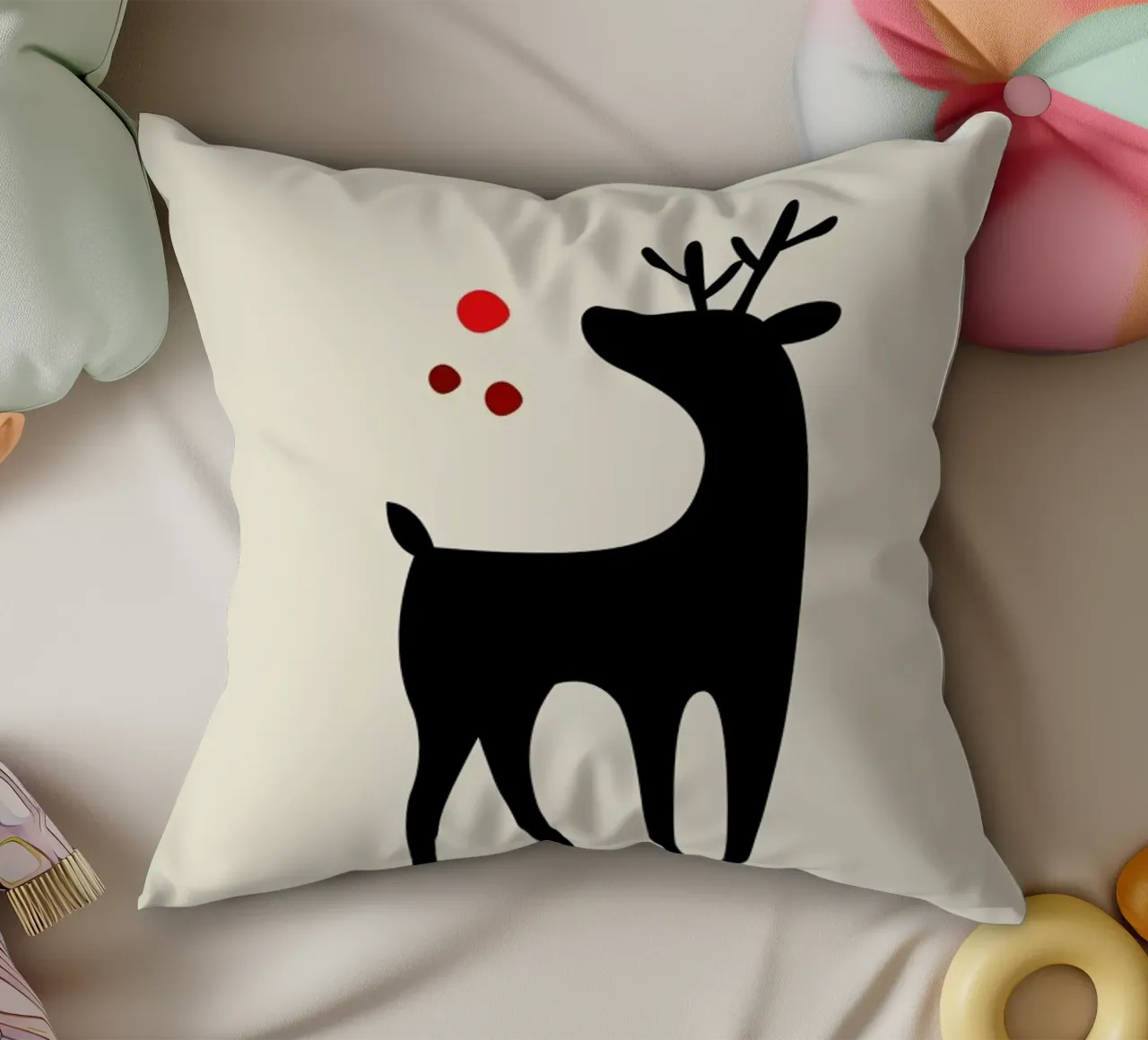 Rudolph Searching For His Nose cuscino da Kubistika