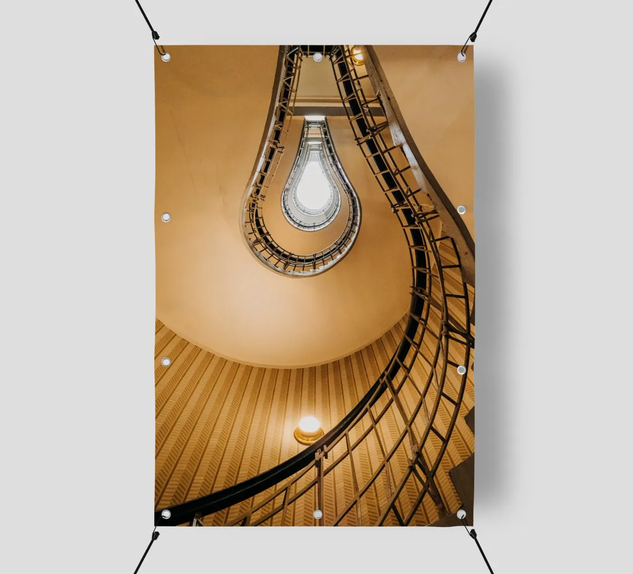 Scala a chiocciola curva a Praga, Repubblica Ceca telo in pvc da Bold and Retro