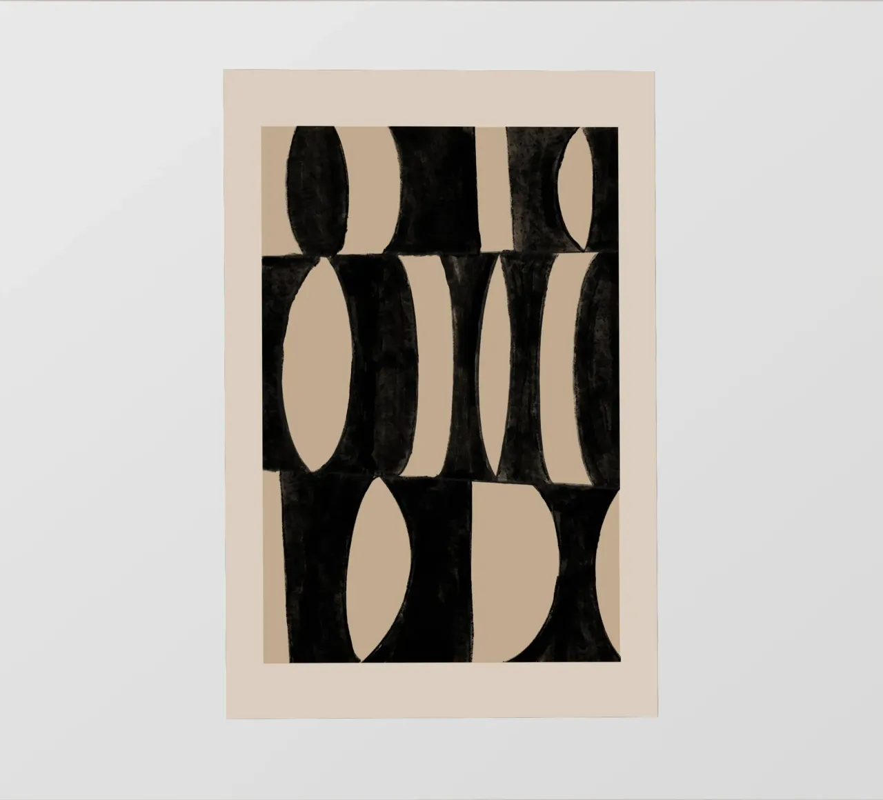 Stampa geometrica astratta nera e beige telo in pvc da Melloi Art Print