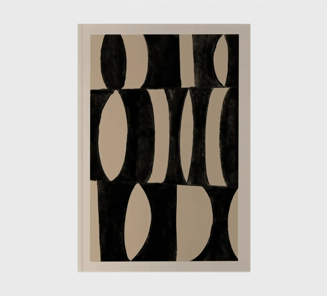 Abstract Black & Beige Geometric Art Print notebook by Melloi Art Print