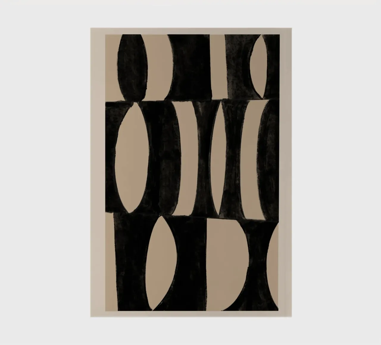 Abstract Black & Beige Geometric Art Print notebook by Melloi Art Print