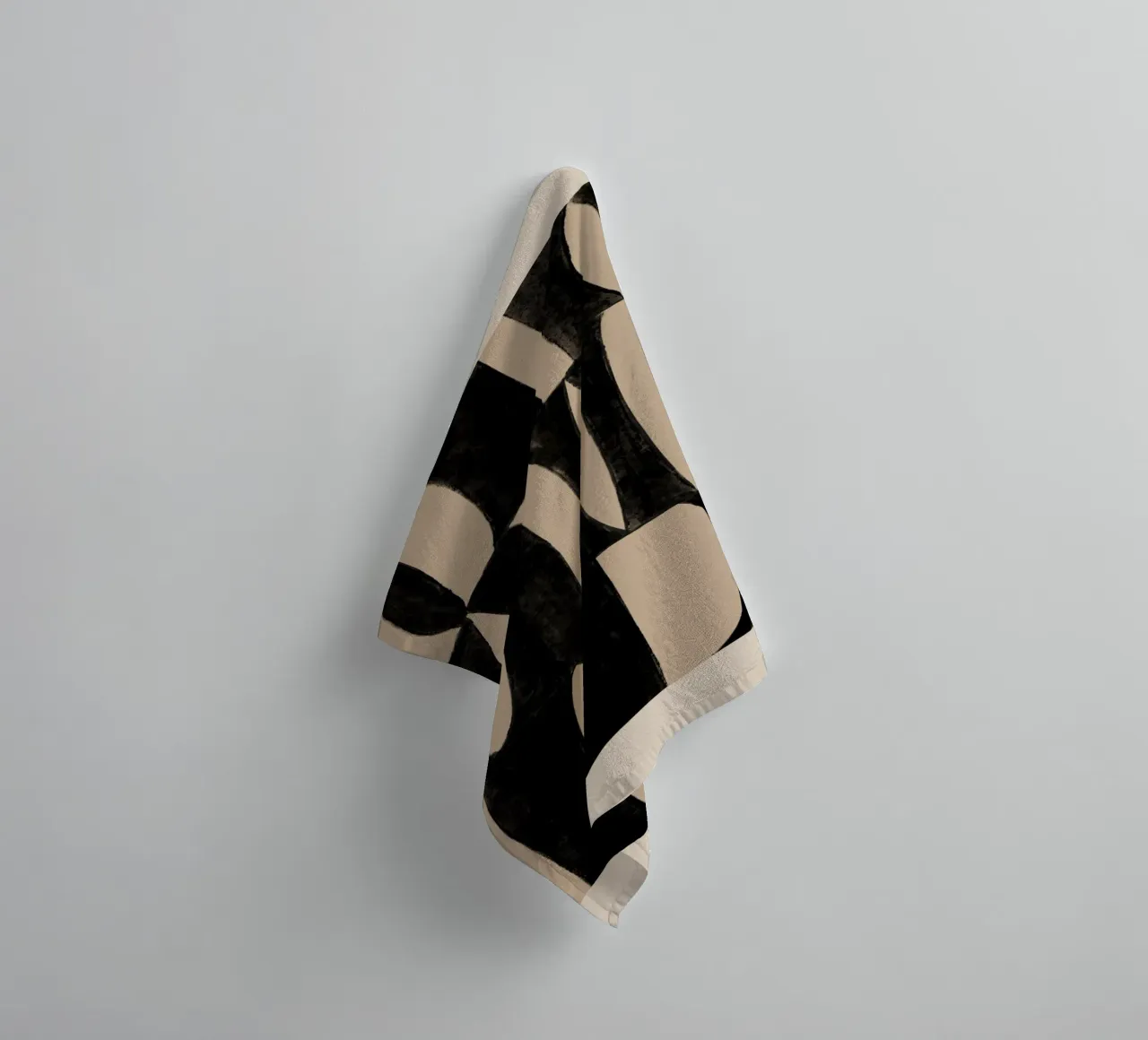 Abstract Black & Beige Geometric Art Print towel by Melloi Art Print