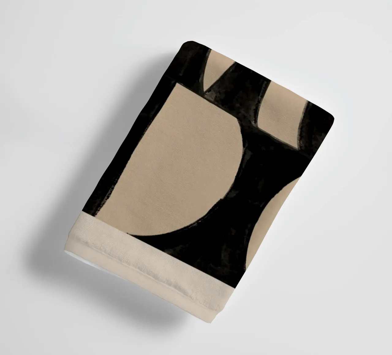Abstract Black & Beige Geometric Art Print towel by Melloi Art Print