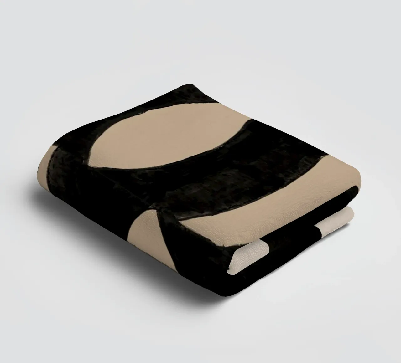 Abstract Black & Beige Geometric Art Print towel by Melloi Art Print