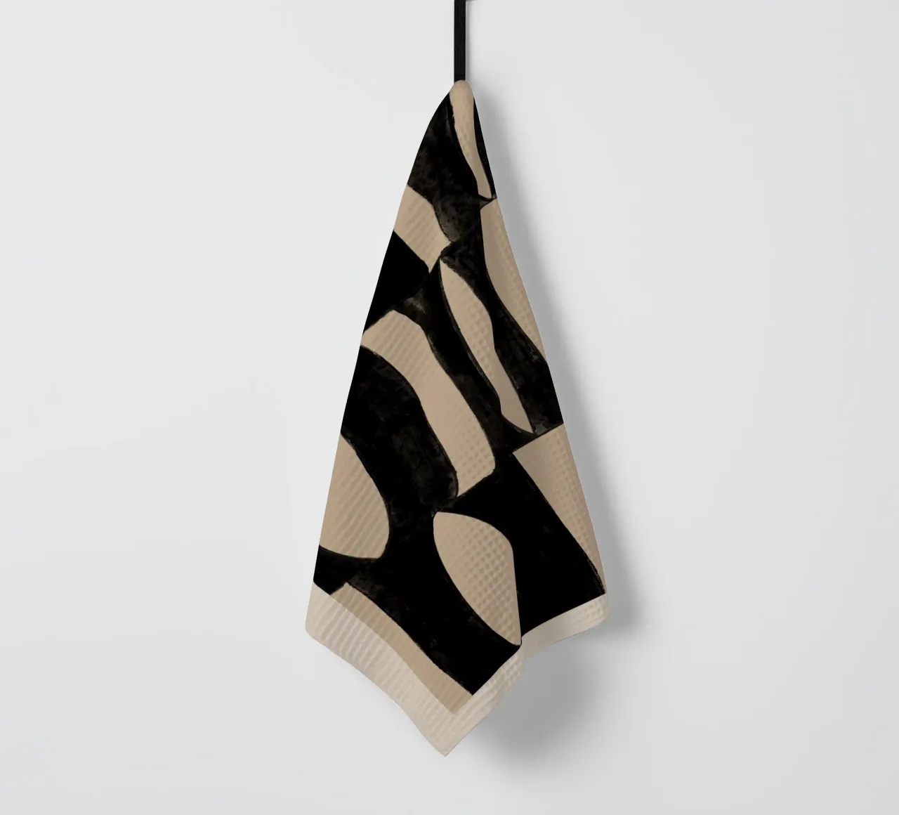 Abstrakt Schwarz & Beige Geometrischer Kunstdruck Geschirrtuch von Melloi Art Print