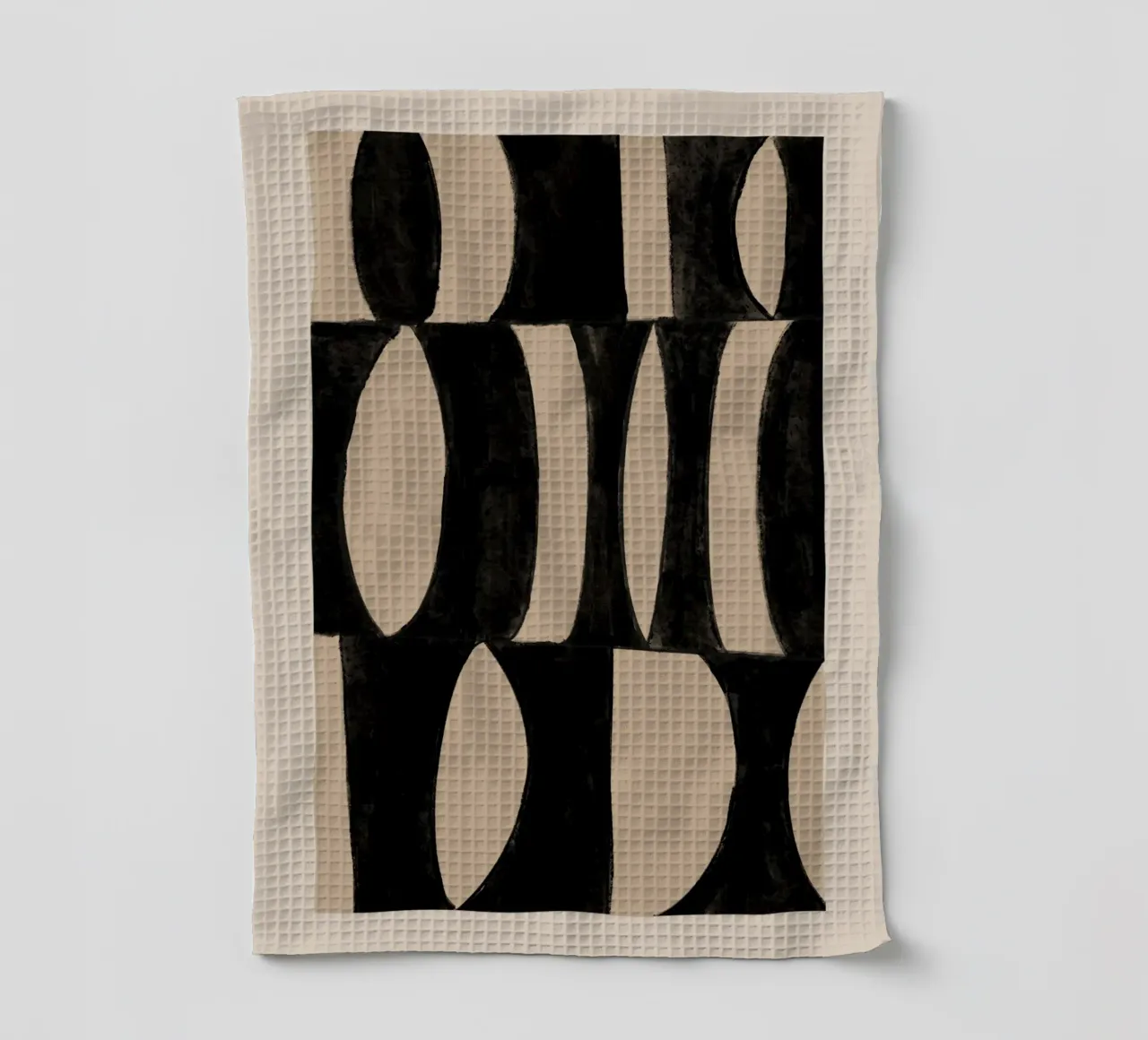 Abstrakt Schwarz & Beige Geometrischer Kunstdruck Geschirrtuch von Melloi Art Print