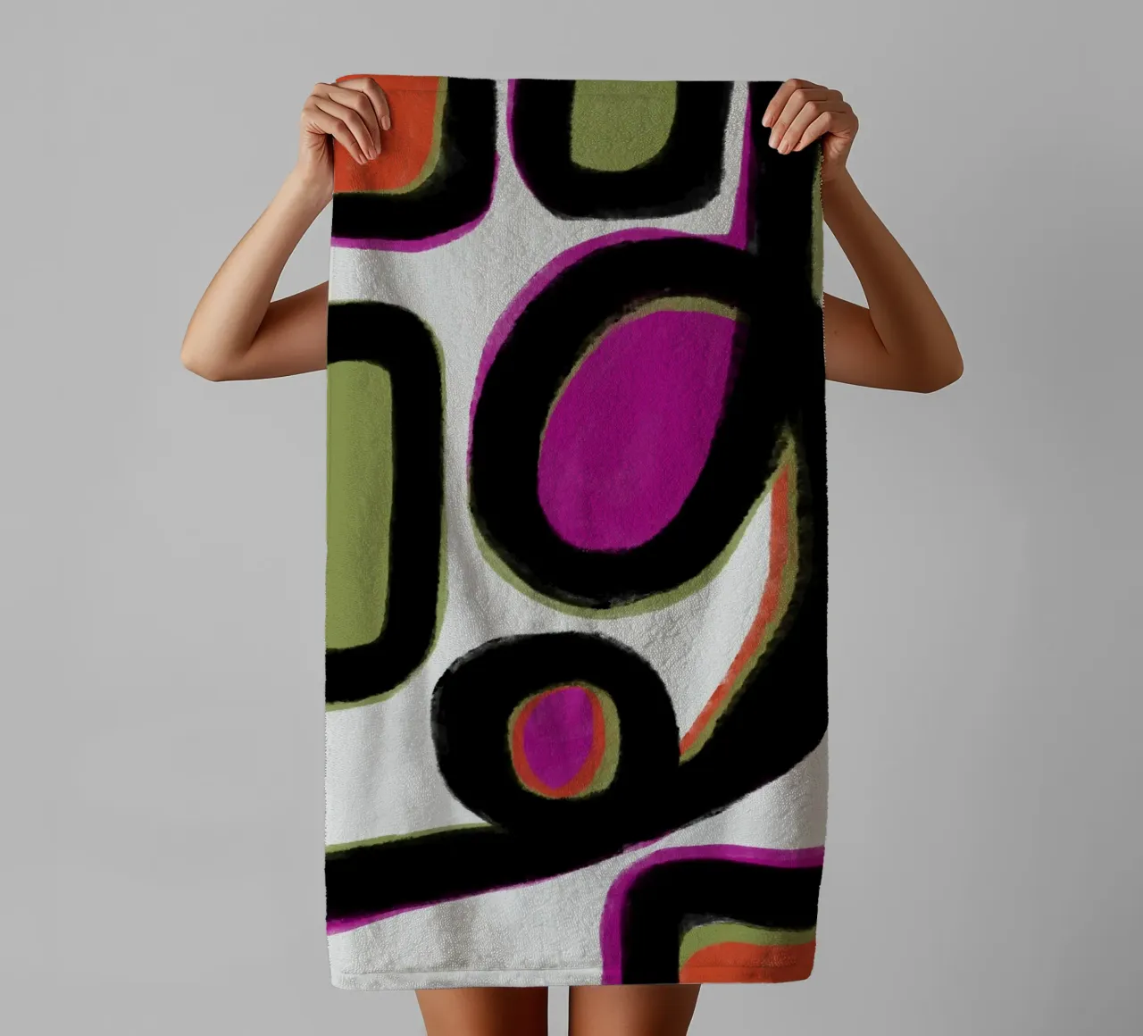 Abstract colour dynamics towel by Carinaprint