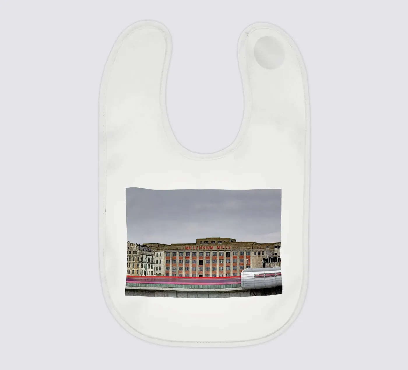 Millenium Mills baby bib by Michael Belhadi