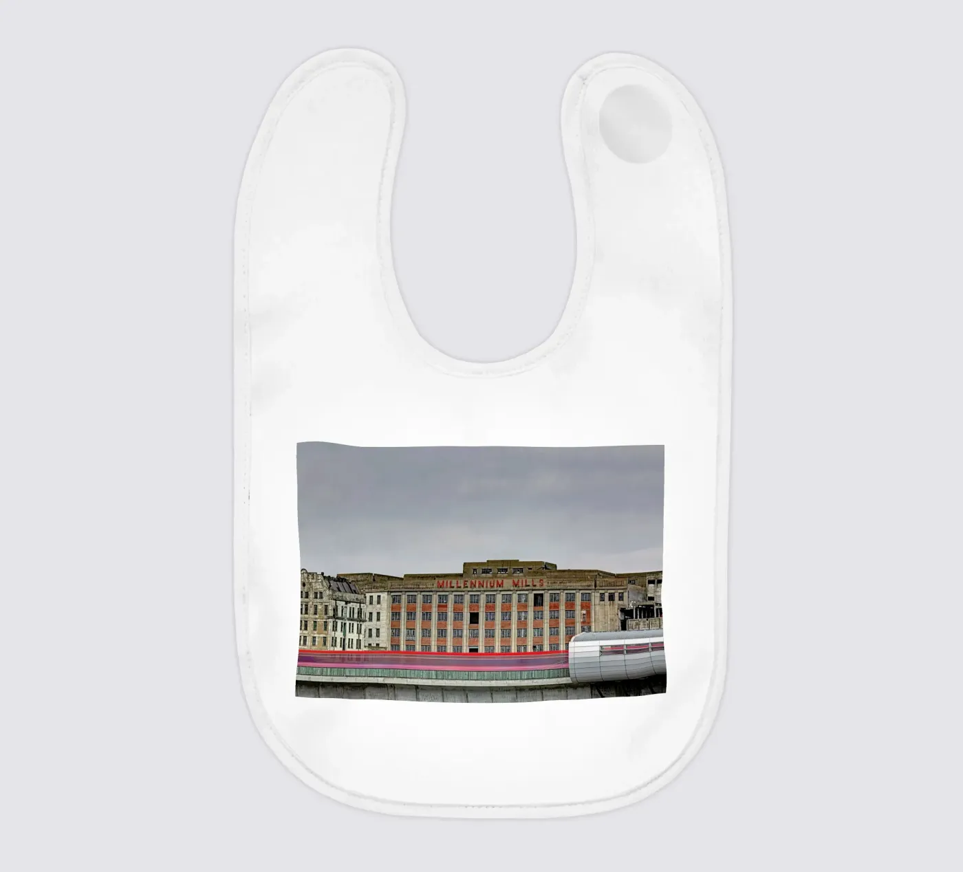 Millenium Mills baby bib by Michael Belhadi