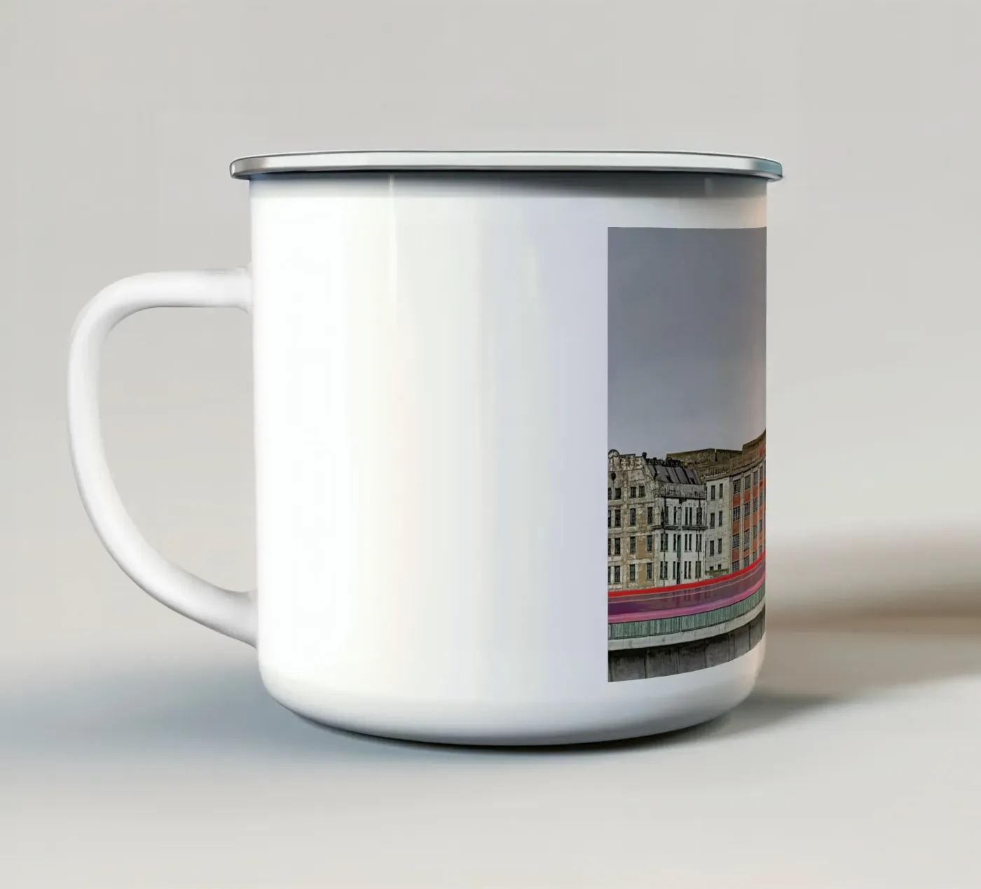 Millenium Mills enamel mug by Michael Belhadi
