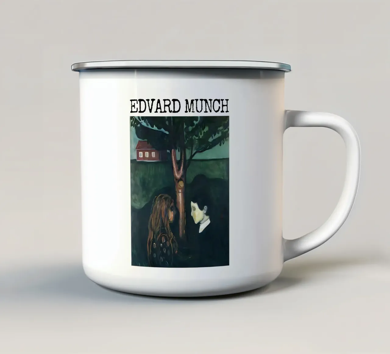 Oog in oog van Edvard Munch emaille mok van kaitlinparkershop