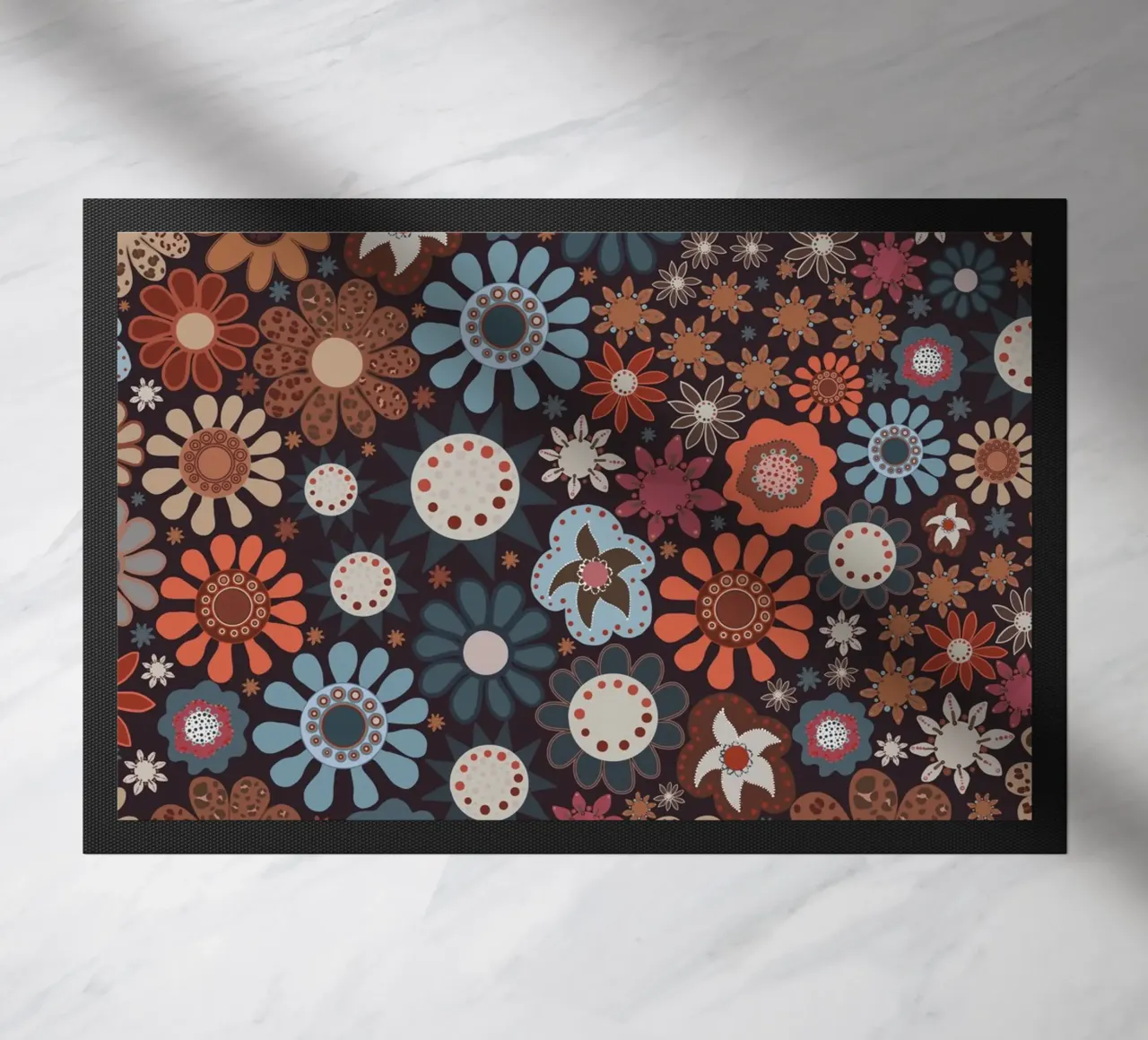 Winter floral pattern doormat by gulsengunel