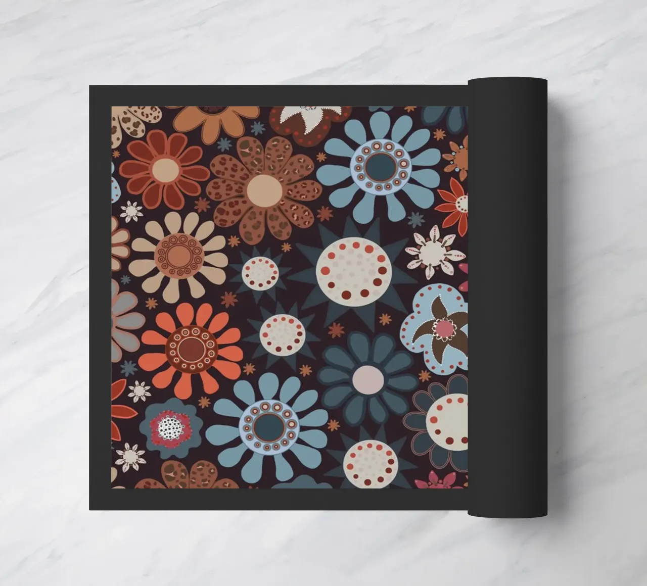 Winter floral pattern doormat by gulsengunel