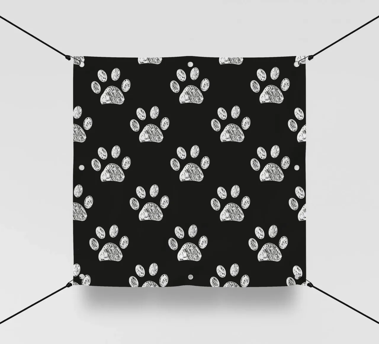 White paw prints black background pattern pvc cover by gulsengunel