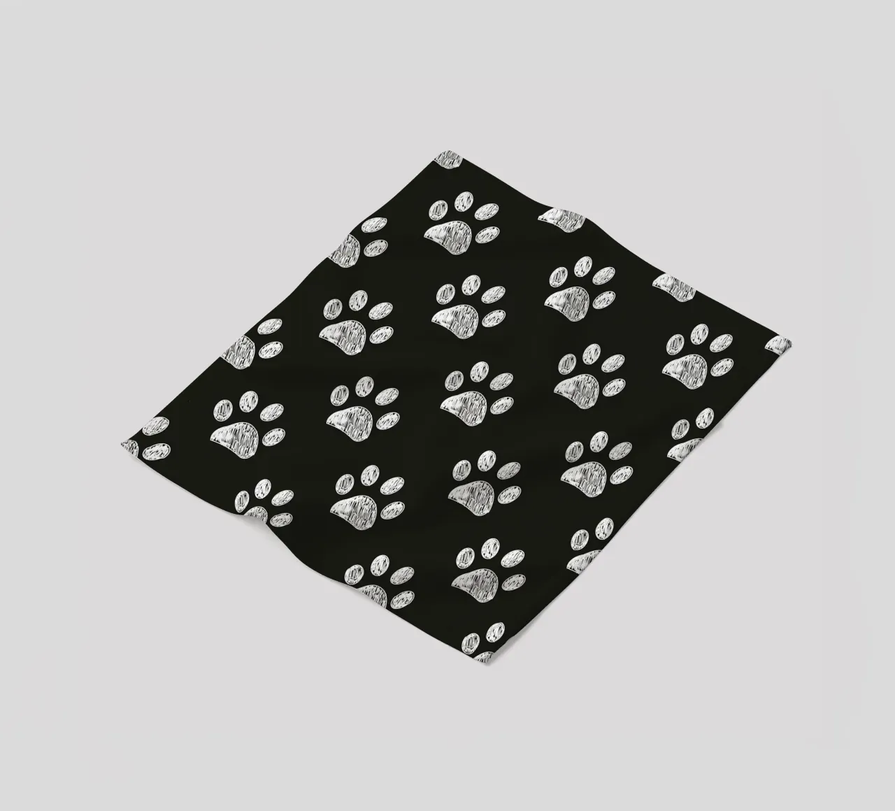 White paw prints black background pattern fleece blanket by gulsengunel
