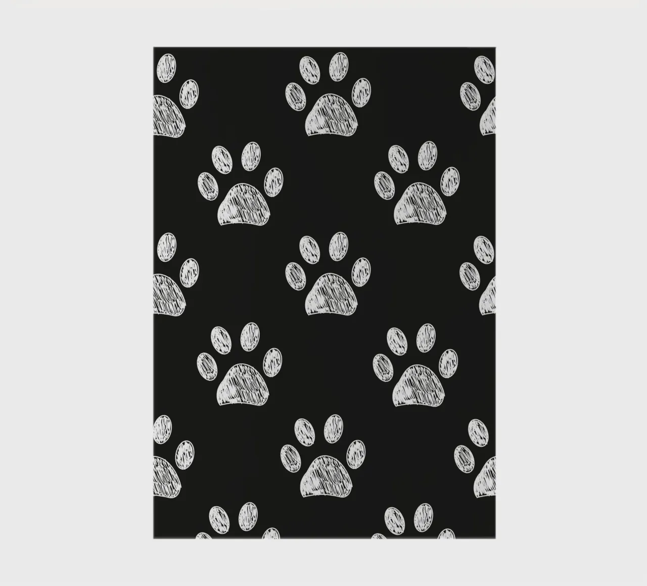 White paw prints black background pattern notebook by gulsengunel