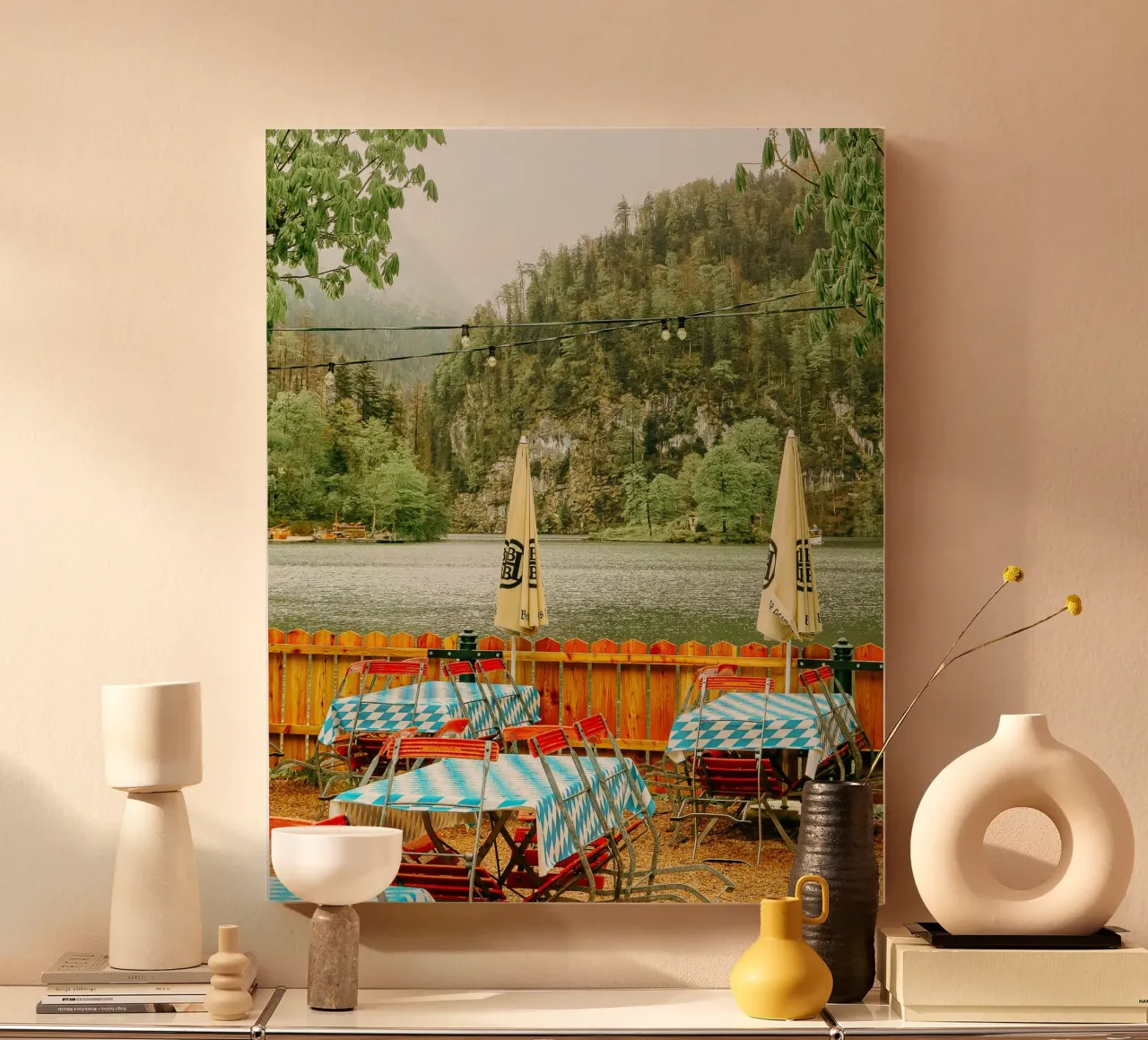 Beierse biertuin canvas met Baklijst van Kudamm & Alpen