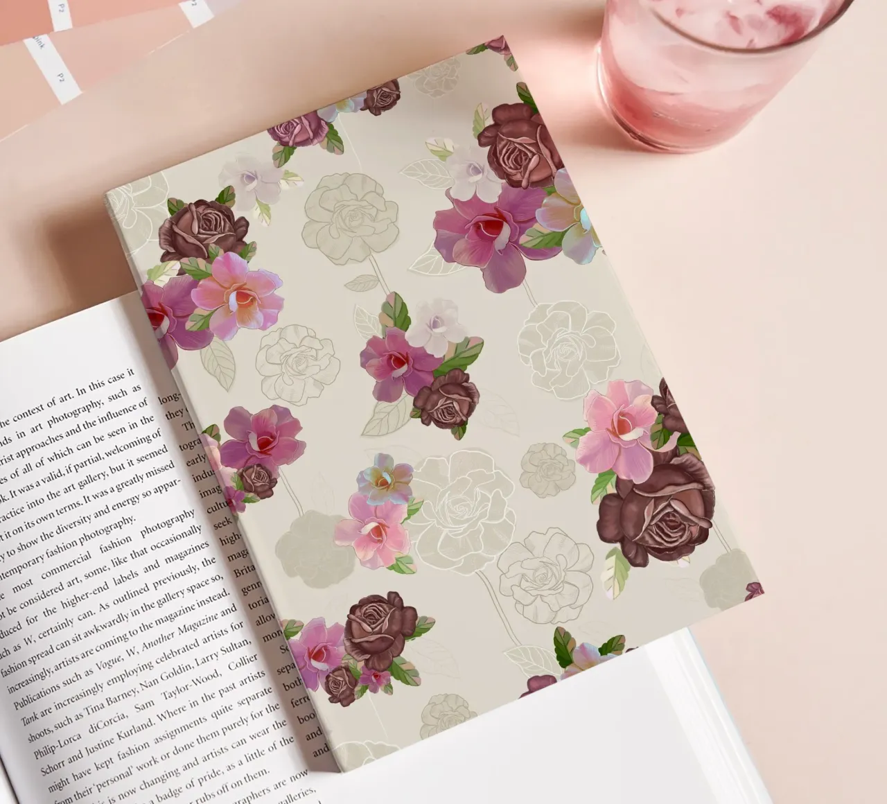 Vintage roses flower pattern notebook by gulsengunel