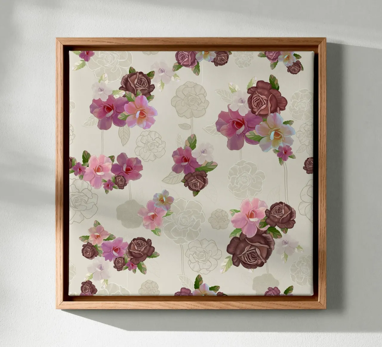 Modello di fiore di rose d'epoca tela con Cornice a cassetta da gulsengunel