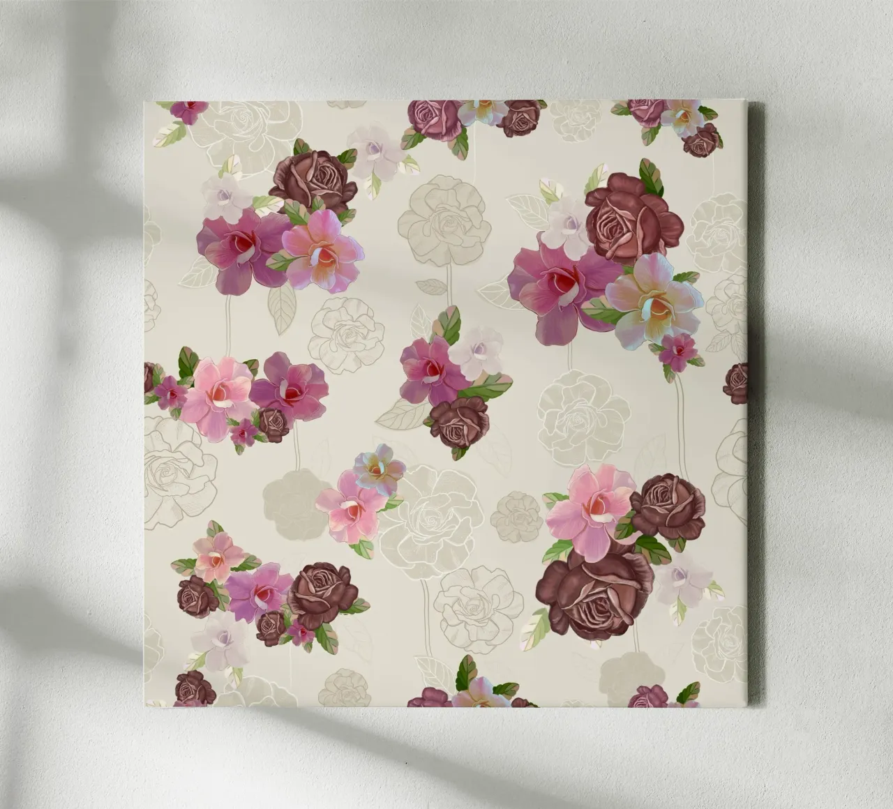 Modello di fiore di rose d'epoca tela con Cornice a cassetta da gulsengunel