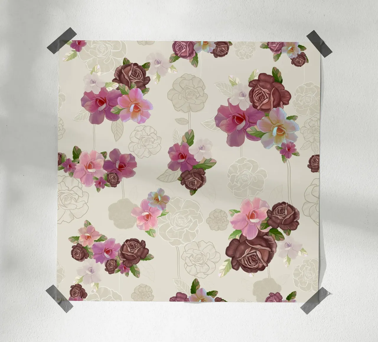 Modello di fiore di rose d'epoca carta hahnemühle da gulsengunel