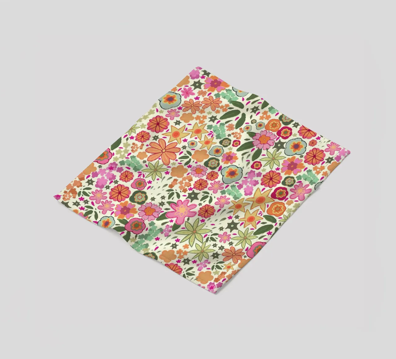 Vibrant pink ditsy summer pattern white fleece blanket by gulsengunel
