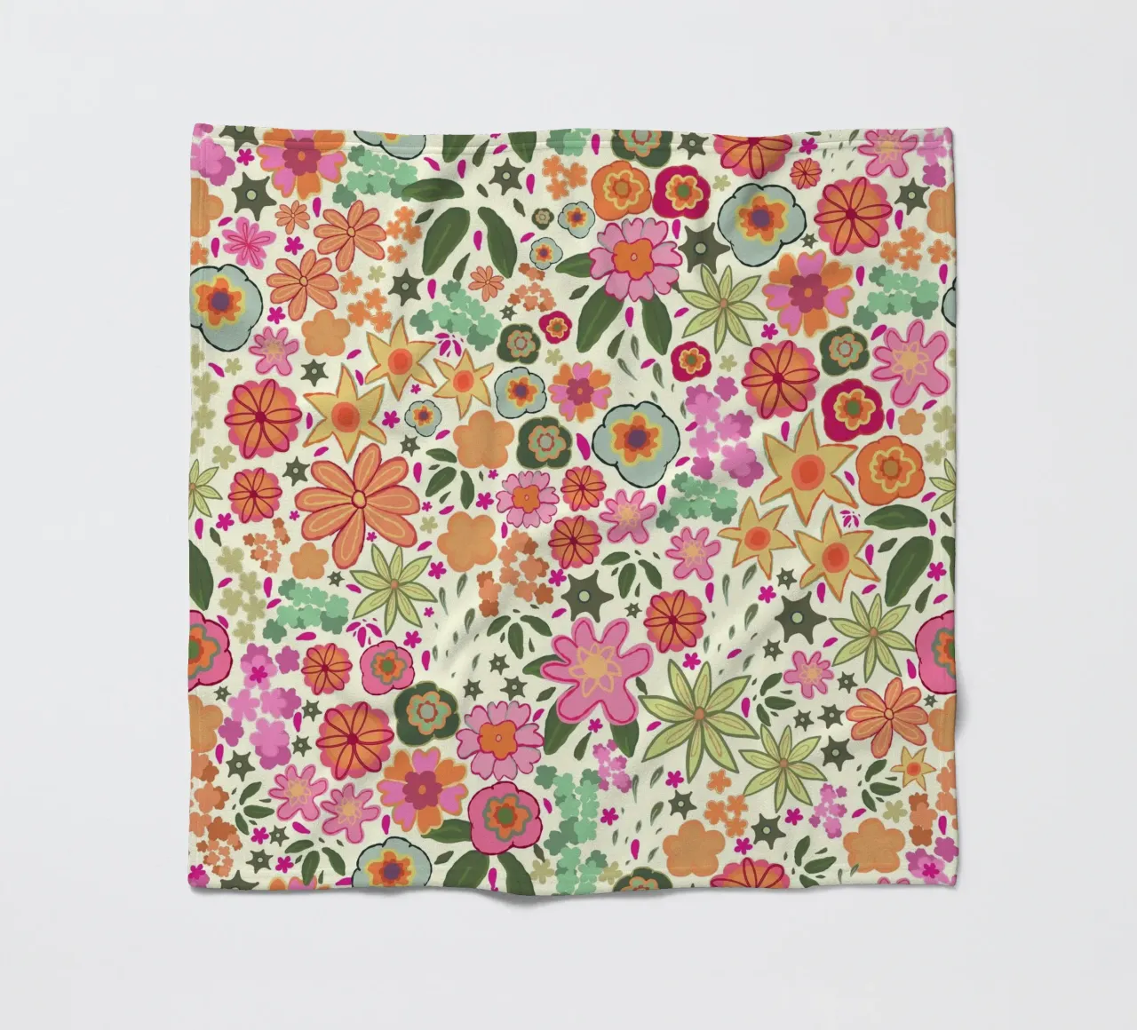Vibrant pink ditsy summer pattern white fleece blanket by gulsengunel