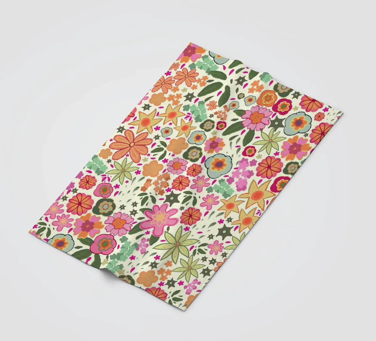 Vibrant pink ditsy summer pattern white fleece blanket by gulsengunel