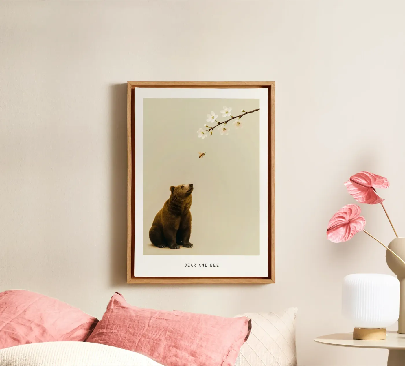 Bär und Biene Leinwand von Artezza