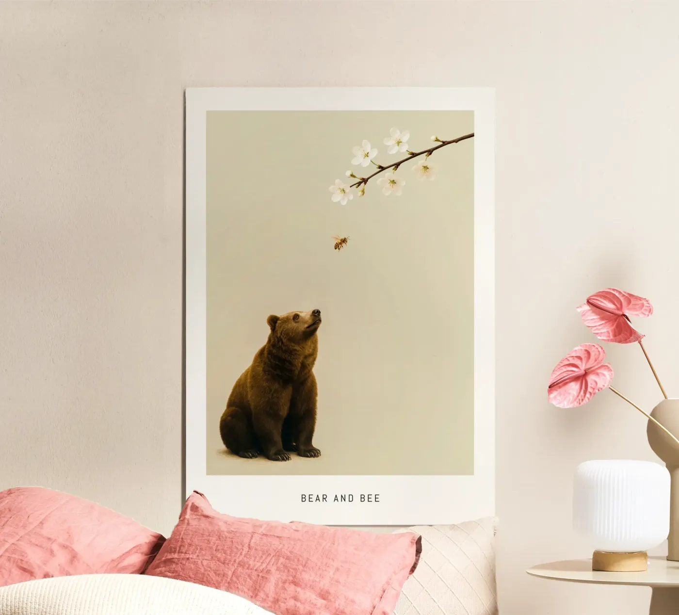 Bear and bee poster van Artezza