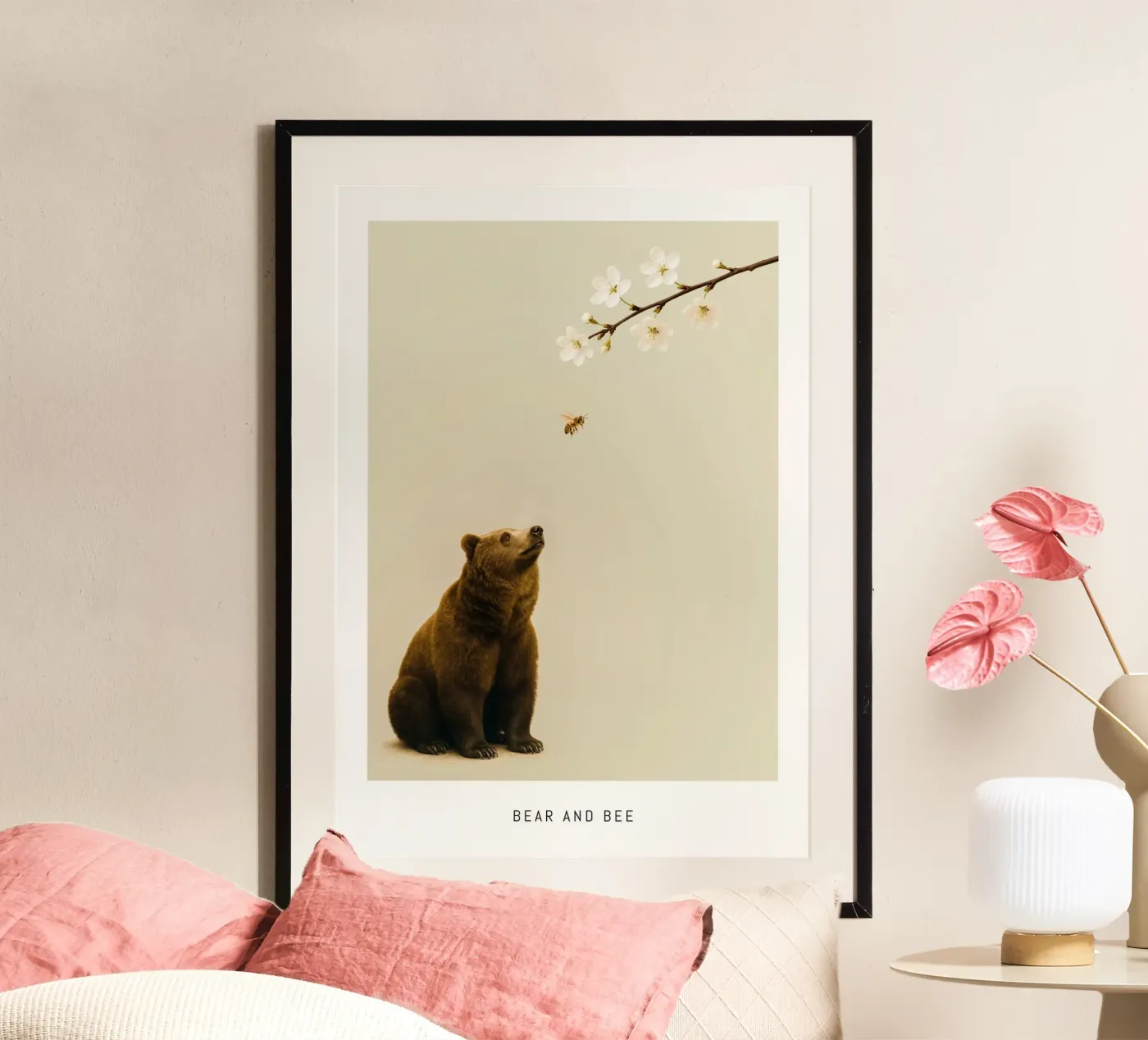 Bear and bee poster van Artezza