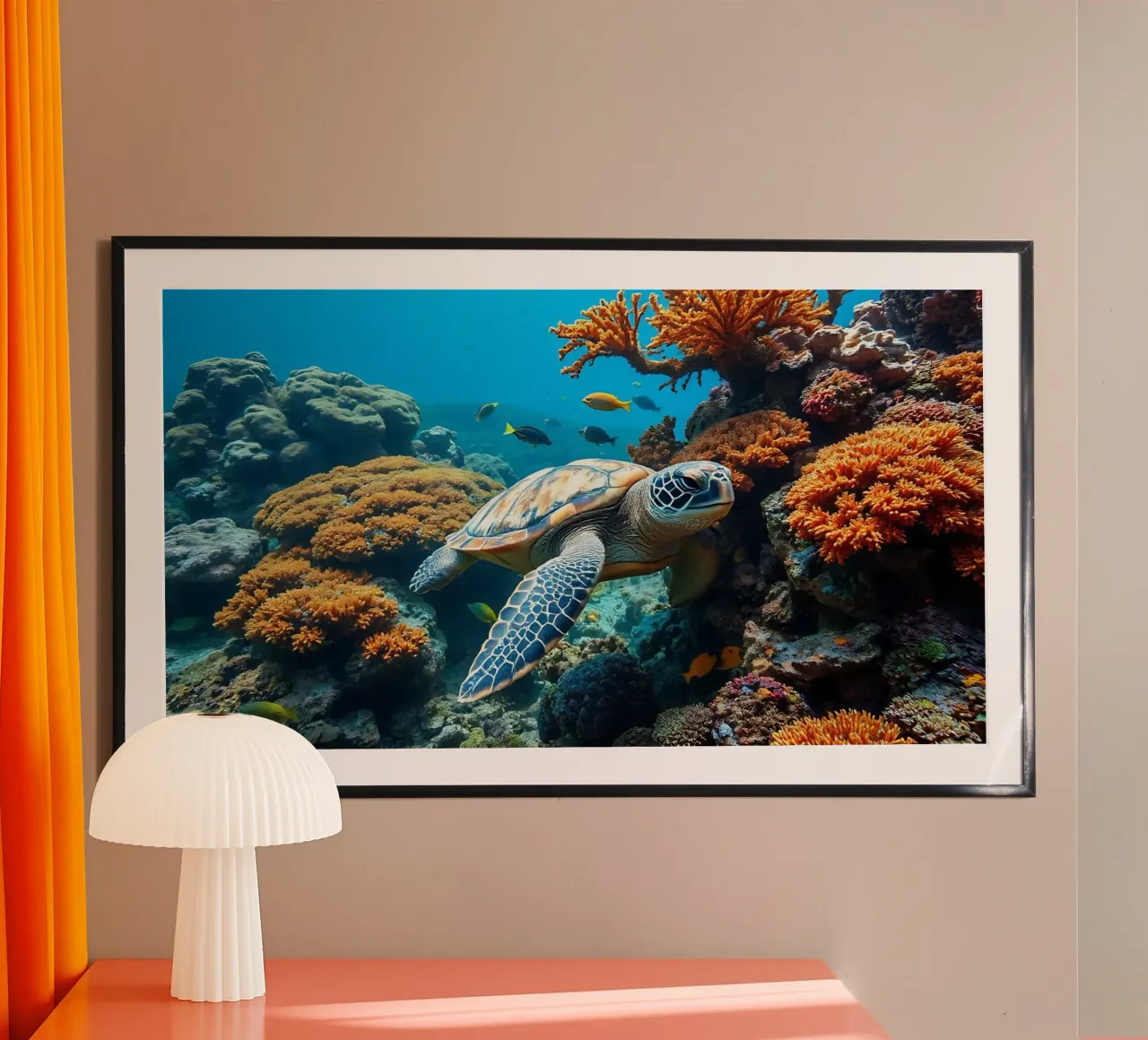Tortuga marina nadando tranquilamente poster con marco de plástico de Wild Beauty