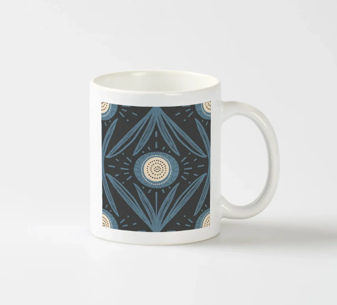 Folk Bloom Radiance - Blu polvere su carbone tazza in ceramica da susanacosta