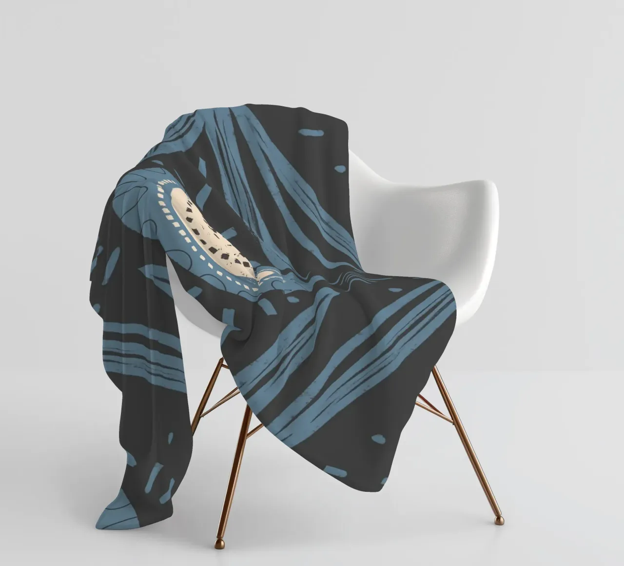 Folk Bloom Radiance - Blu polvere su carbone coperta in pile da susanacosta