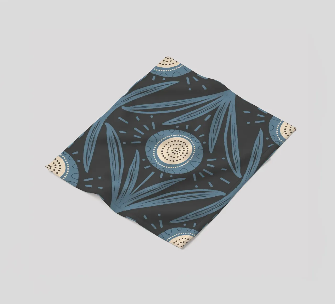 Folk Bloom Radiance - Blu polvere su carbone coperta in pile da susanacosta