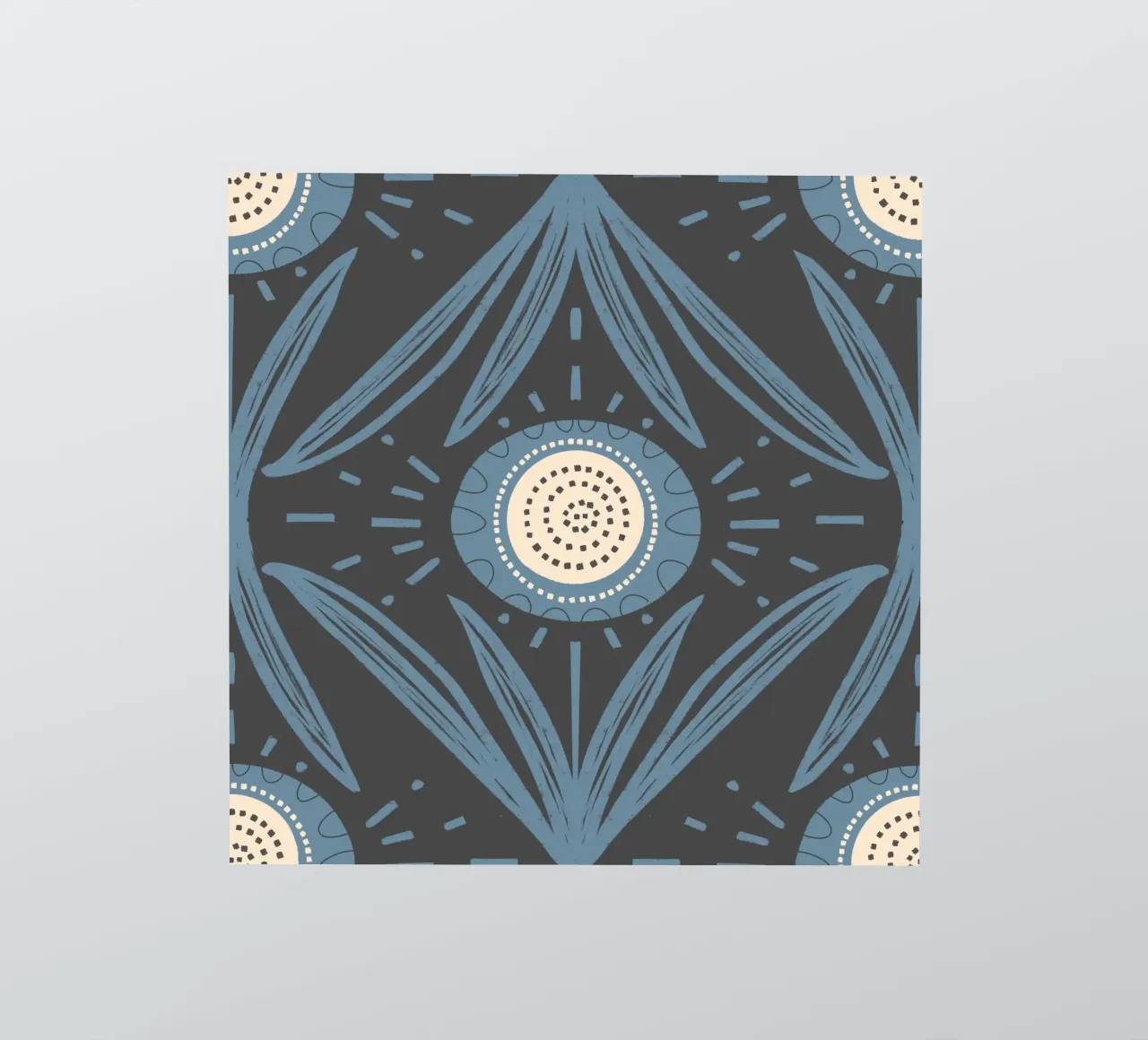 Folk Bloom Radiance – Dusty Blue on Charcoal sticker by susanacosta