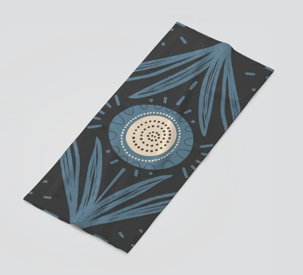 Folk Bloom Radiance - Blu polvere su carbone telo mare da susanacosta