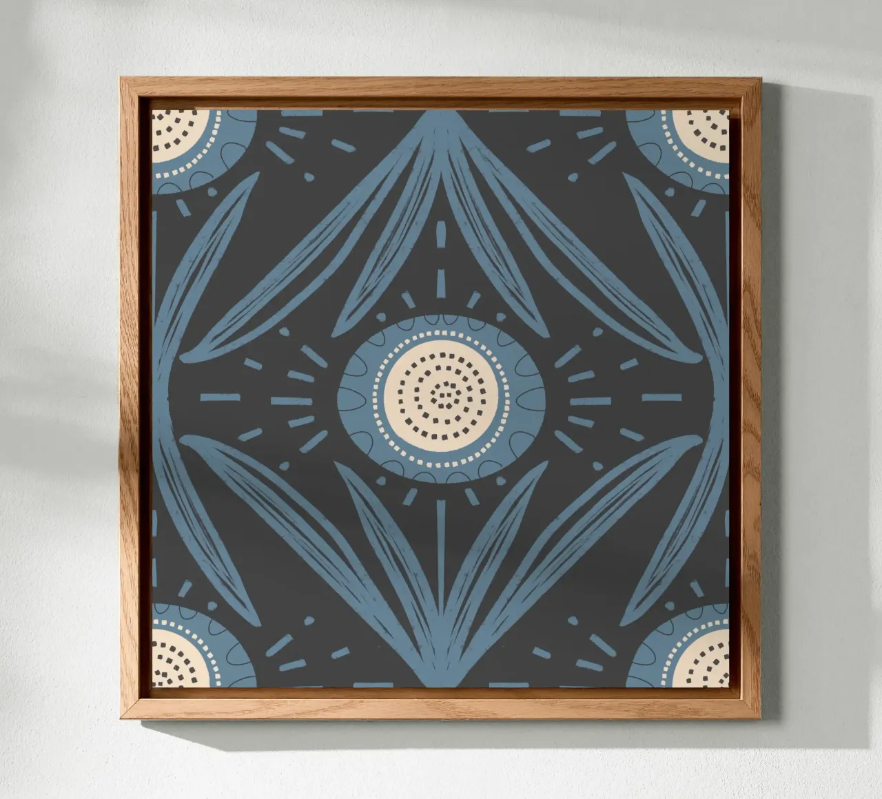 Folk Bloom Radiance - Blu polvere su carbone alluminio dibond da susanacosta