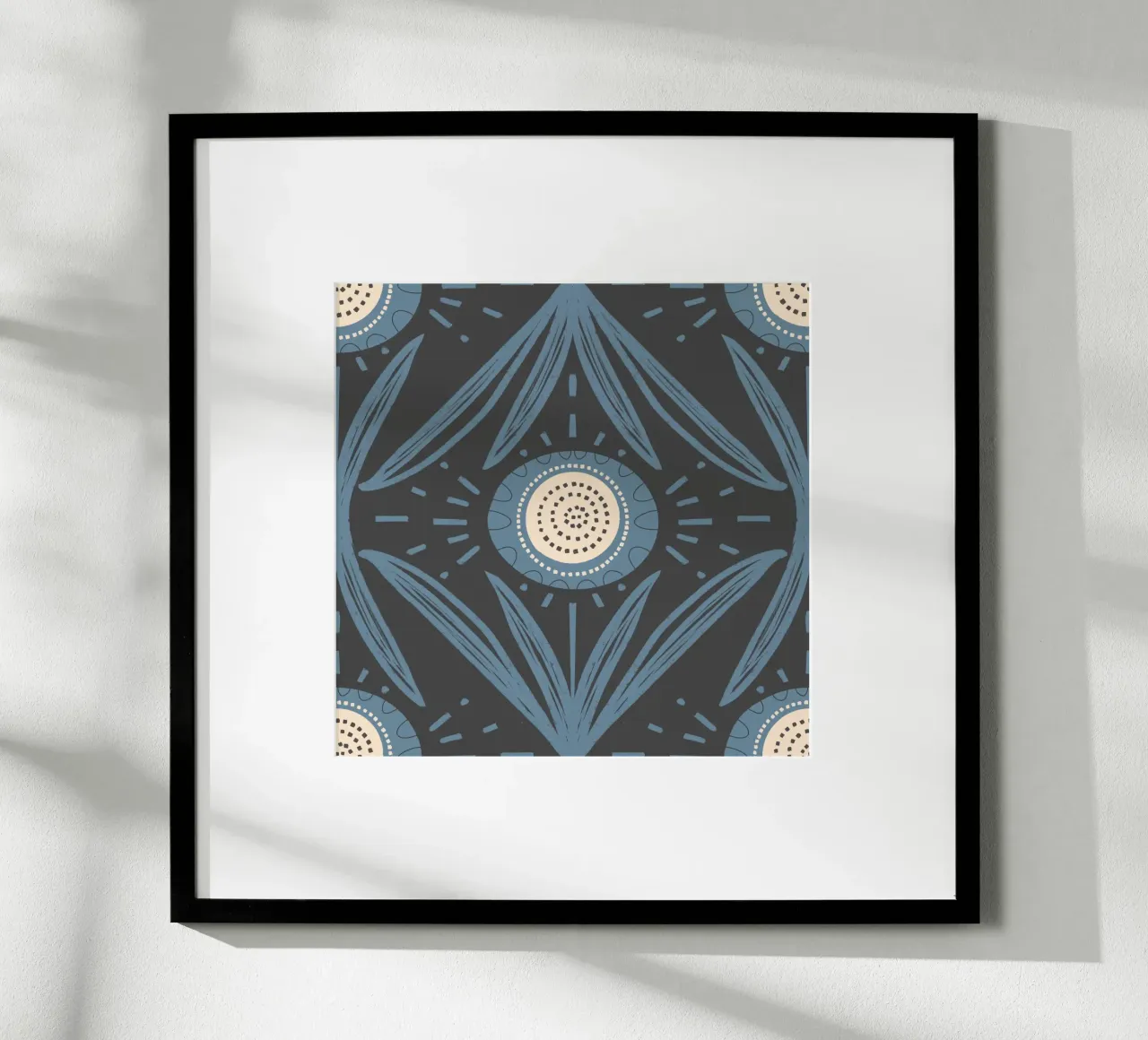Folk Bloom Radiance - Staubblau auf Anthrazit Poster von susanacosta