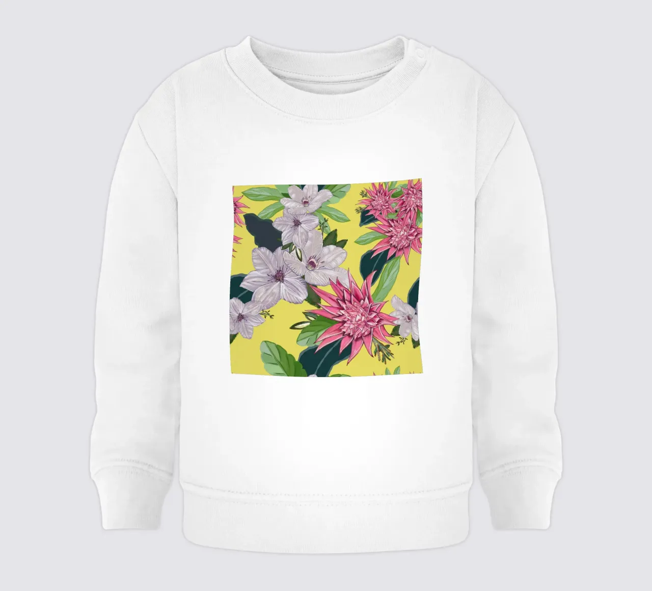 Tropical flowers pattern baby sweatshirt by gulsengunel